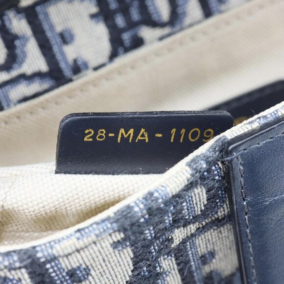 CHRISTIAN DIOR  Saddle Oblique Jacquard Satchel Bag Navy Blue - Picture 11 of 11